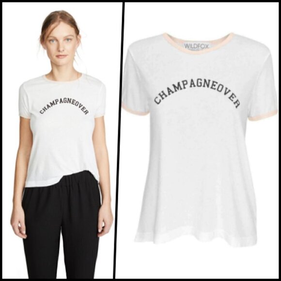 Wildfox Champagneover Tee White L NWOT - Picture 1 of 7